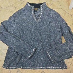 not‎ for saleWomens MEDIUM Heather Wool Quarter Zip Fuzzy Boho VTG